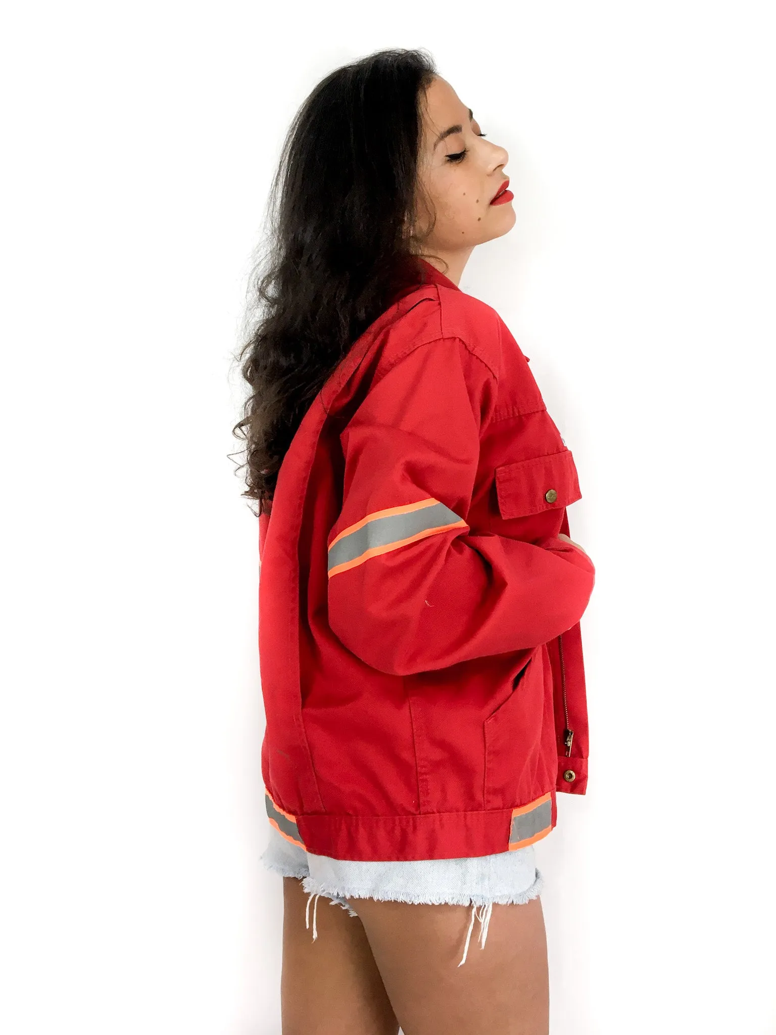 80s/ early 90s vintage utility jacket with fluorescent patches