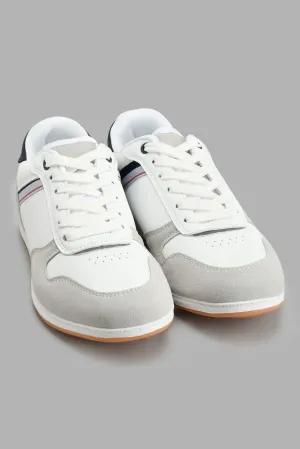 White Sneaker With Fabric Block